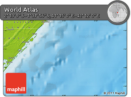 Physical Map of the Area around 1° 55' 32" S, 41° 43' 30" E