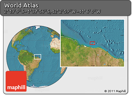 Satellite Location Map of the Area around 1° 55' 32" S, 41° 34' 30" W