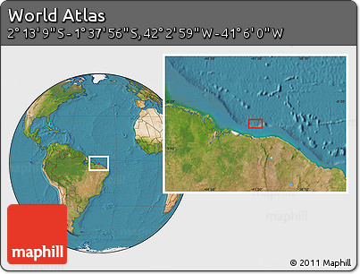 Satellite Location Map of the Area around 1° 55' 32" S, 41° 34' 30" W