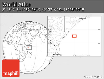 Blank Location Map of the Area around 1° 55' 32" S, 43° 25' 29" E