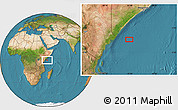 Satellite Location Map of the area around 1° 55' 32" S, 43° 25' 29" E