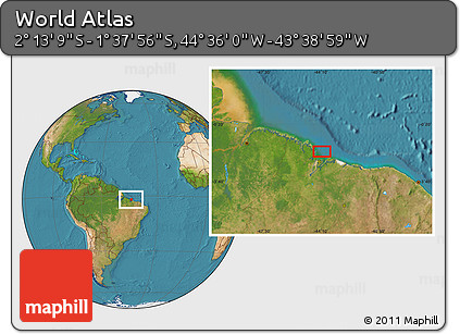 Satellite Location Map of the Area around 1° 55' 32" S, 44° 7' 30" W