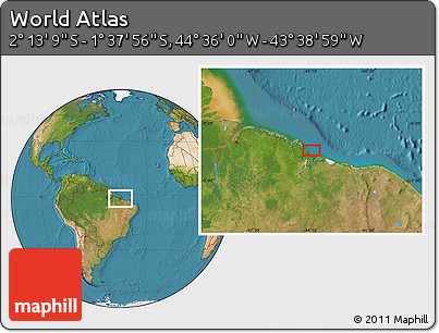 Satellite Location Map of the Area around 1° 55' 32" S, 44° 7' 30" W