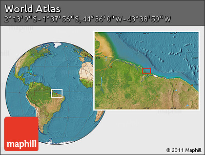Satellite Location Map of the Area around 1° 55' 32" S, 44° 7' 30" W