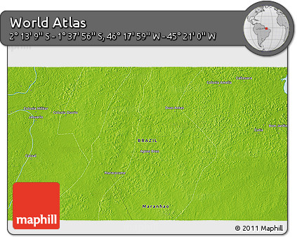 Physical 3D Map of the Area around 1° 55' 32" S, 45° 49' 30" W
