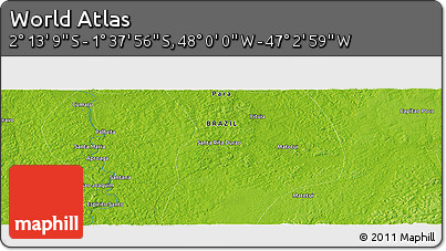 Physical Panoramic Map of the Area around 1° 55' 32" S, 47° 31' 29" W