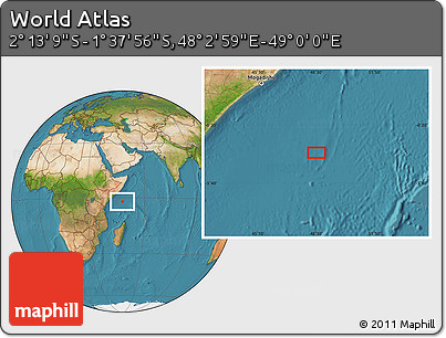 Satellite Location Map of the Area around 1° 55' 32" S, 48° 31' 29" E