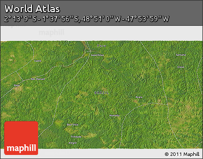 Satellite 3D Map of the Area around 1° 55' 32" S, 48° 22' 30" W