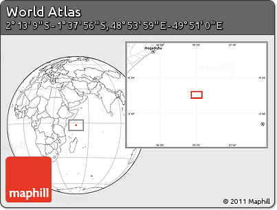 Blank Location Map of the Area around 1° 55' 32" S, 49° 22' 30" E