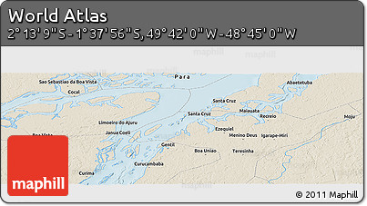 Shaded Relief Panoramic Map of the Area around 1° 55' 32" S, 49° 13' 30" W