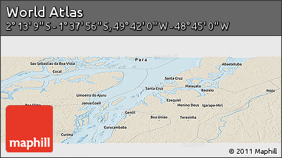 Shaded Relief Panoramic Map of the Area around 1° 55' 32" S, 49° 13' 30" W
