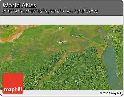 Satellite 3D Map of the Area around 1° 55' 32" S, 52° 37' 30" W