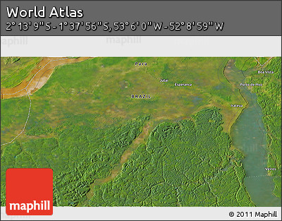Satellite 3D Map of the Area around 1° 55' 32" S, 52° 37' 30" W