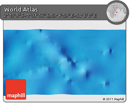 Physical 3D Map of the Area around 1° 55' 32" S, 53° 37' 30" E