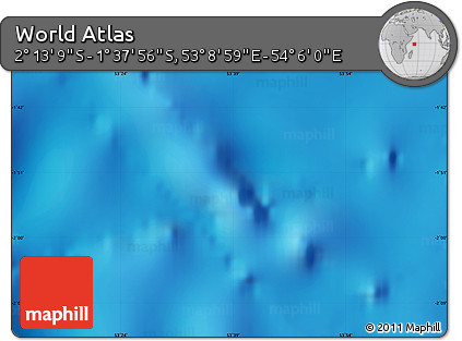Physical Map of the Area around 1° 55' 32" S, 53° 37' 30" E