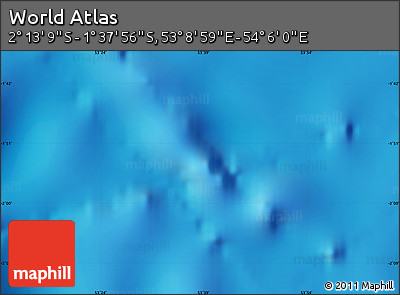 Physical Map of the Area around 1° 55' 32" S, 53° 37' 30" E