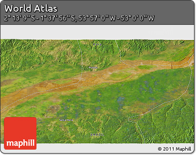 Satellite 3D Map of the Area around 1° 55' 32" S, 53° 28' 30" W