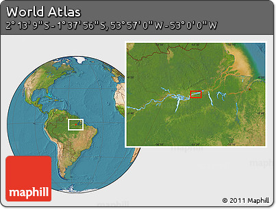 Satellite Location Map of the Area around 1° 55' 32" S, 53° 28' 30" W