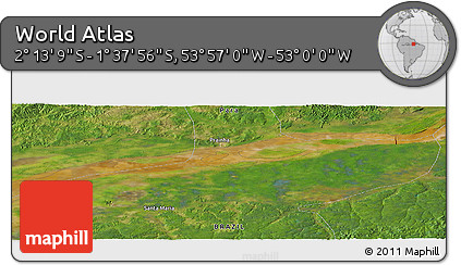 Satellite Panoramic Map of the Area around 1° 55' 32" S, 53° 28' 30" W