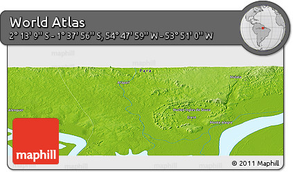 Physical Panoramic Map of the Area around 1° 55' 32" S, 54° 19' 30" W