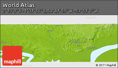 Physical Panoramic Map of the Area around 1° 55' 32" S, 54° 19' 30" W