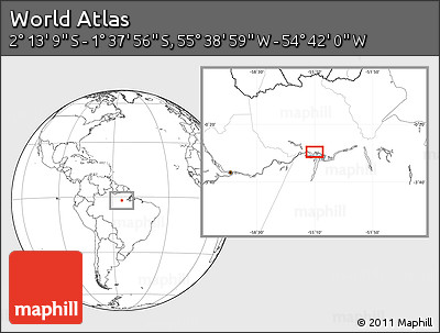 Blank Location Map of the Area around 1° 55' 32" S, 55° 10' 29" W