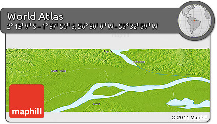 Physical Panoramic Map of the Area around 1° 55' 32" S, 56° 1' 29" W