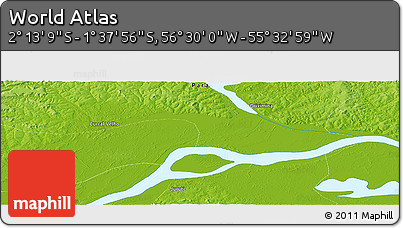 Physical Panoramic Map of the Area around 1° 55' 32" S, 56° 1' 29" W