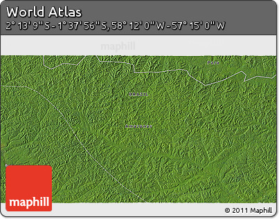 Satellite 3D Map of the Area around 1° 55' 32" S, 57° 43' 30" W