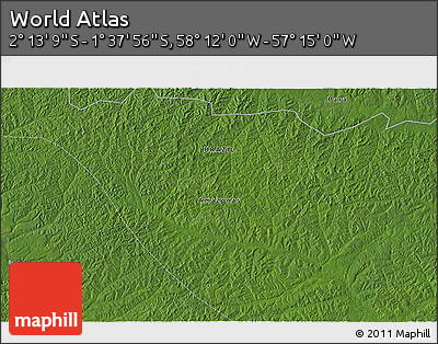 Satellite 3D Map of the Area around 1° 55' 32" S, 57° 43' 30" W