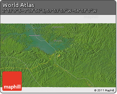 Satellite 3D Map of the Area around 1° 55' 32" S, 59° 25' 29" W