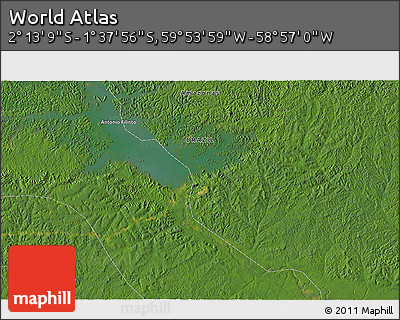 Satellite 3D Map of the Area around 1° 55' 32" S, 59° 25' 29" W
