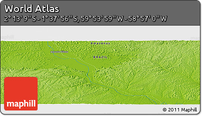 Physical Panoramic Map of the Area around 1° 55' 32" S, 59° 25' 29" W