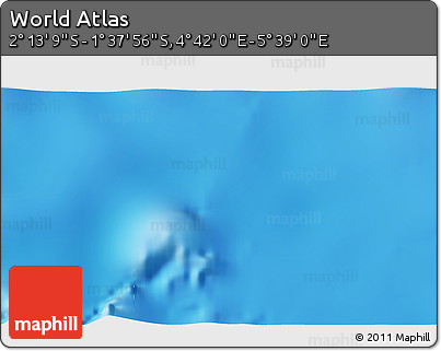 Shaded Relief 3D Map of the Area around 1° 55' 32" S, 5° 10' 30" E
