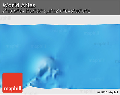 Shaded Relief 3D Map of the Area around 1° 55' 32" S, 5° 10' 30" E