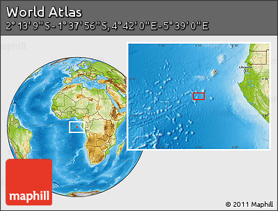 Physical Location Map of the Area around 1° 55' 32" S, 5° 10' 30" E