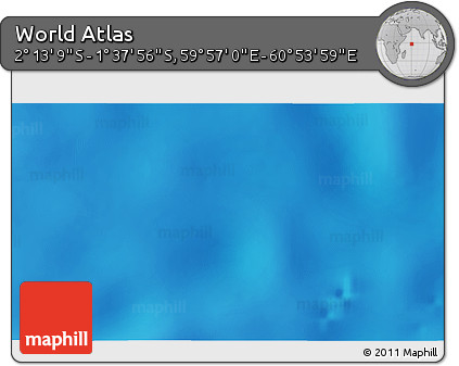 Shaded Relief 3D Map of the Area around 1° 55' 32" S, 60° 25' 29" E