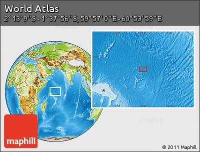 Physical Location Map of the Area around 1° 55' 32" S, 60° 25' 29" E