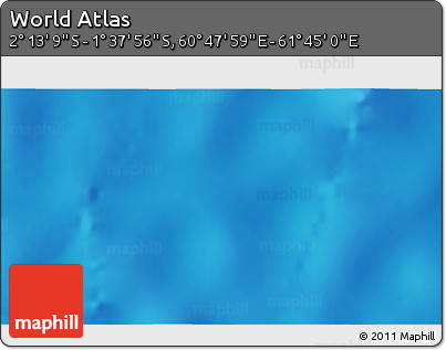 Shaded Relief 3D Map of the Area around 1° 55' 32" S, 61° 16' 29" E