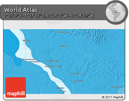 Political 3D Map of the Area around 1° 55' 32" S, 61° 7' 30" W
