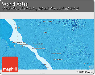 Political 3D Map of the Area around 1° 55' 32" S, 61° 7' 30" W