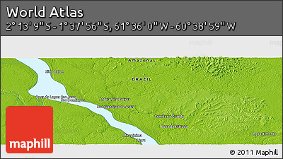 Physical Panoramic Map of the Area around 1° 55' 32" S, 61° 7' 30" W