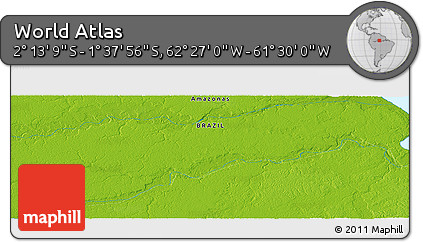 Physical Panoramic Map of the Area around 1° 55' 32" S, 61° 58' 30" W