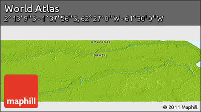 Physical Panoramic Map of the Area around 1° 55' 32" S, 61° 58' 30" W