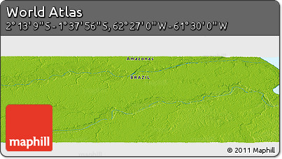 Physical Panoramic Map of the Area around 1° 55' 32" S, 61° 58' 30" W