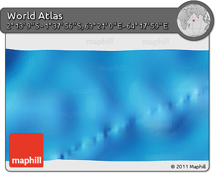 Physical 3D Map of the Area around 1° 55' 32" S, 63° 49' 30" E