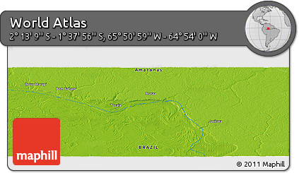 Physical Panoramic Map of the Area around 1° 55' 32" S, 65° 22' 30" W