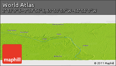 Physical Panoramic Map of the Area around 1° 55' 32" S, 65° 22' 30" W