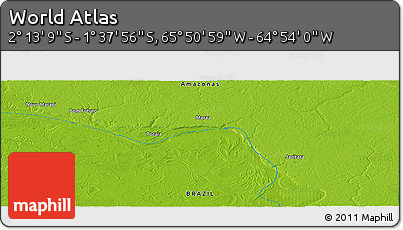 Physical Panoramic Map of the Area around 1° 55' 32" S, 65° 22' 30" W