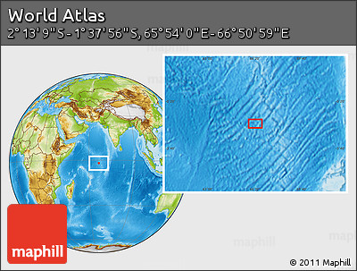 Physical Location Map of the Area around 1° 55' 32" S, 66° 22' 30" E